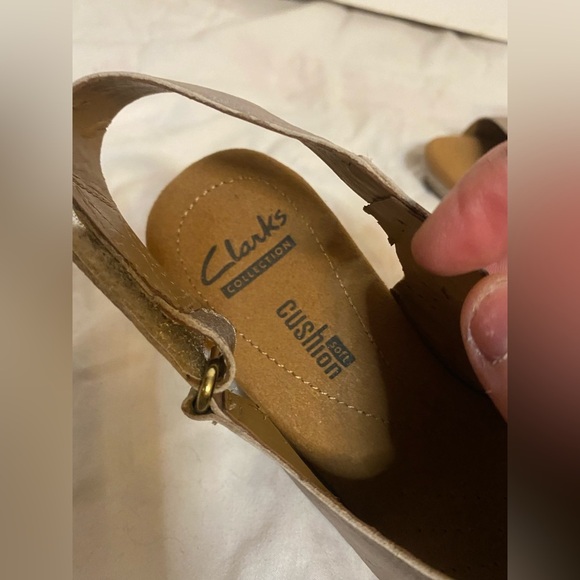 New Clarks Women's Helio Float Fashion Metallic Pewter Wedge Sandals Size 6.5M - Picture 4 of 7